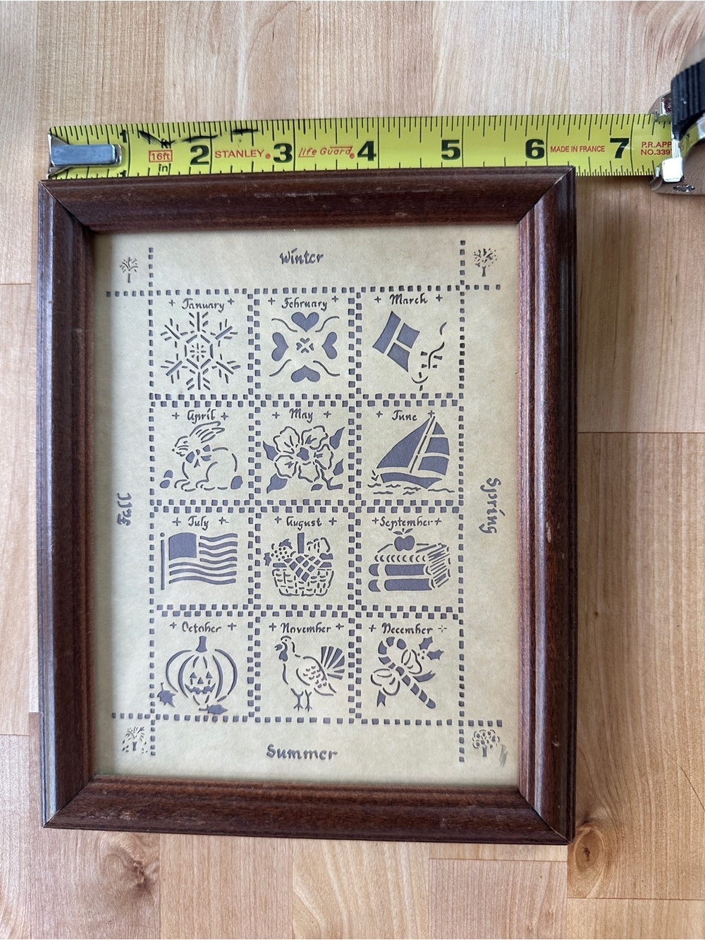 Vintage Design With Scissors Scherenschnitte Seasons/Calendar Framed Artwork - Picture 3 of 4